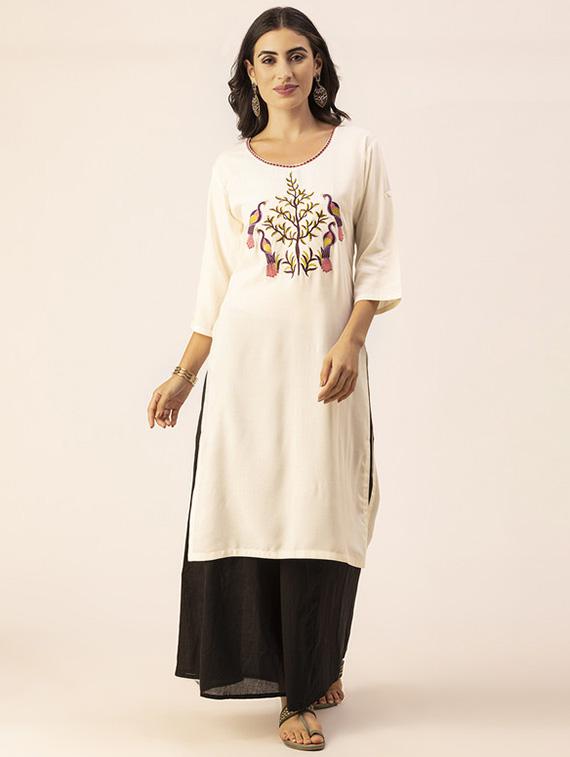 women embroidered straight kurta - 20254847 - Zoom Image - 0