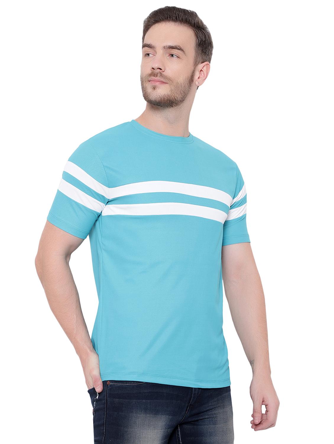 light blue stripes crew neck regular t-shirt - 20254980 - Standard Image - 1