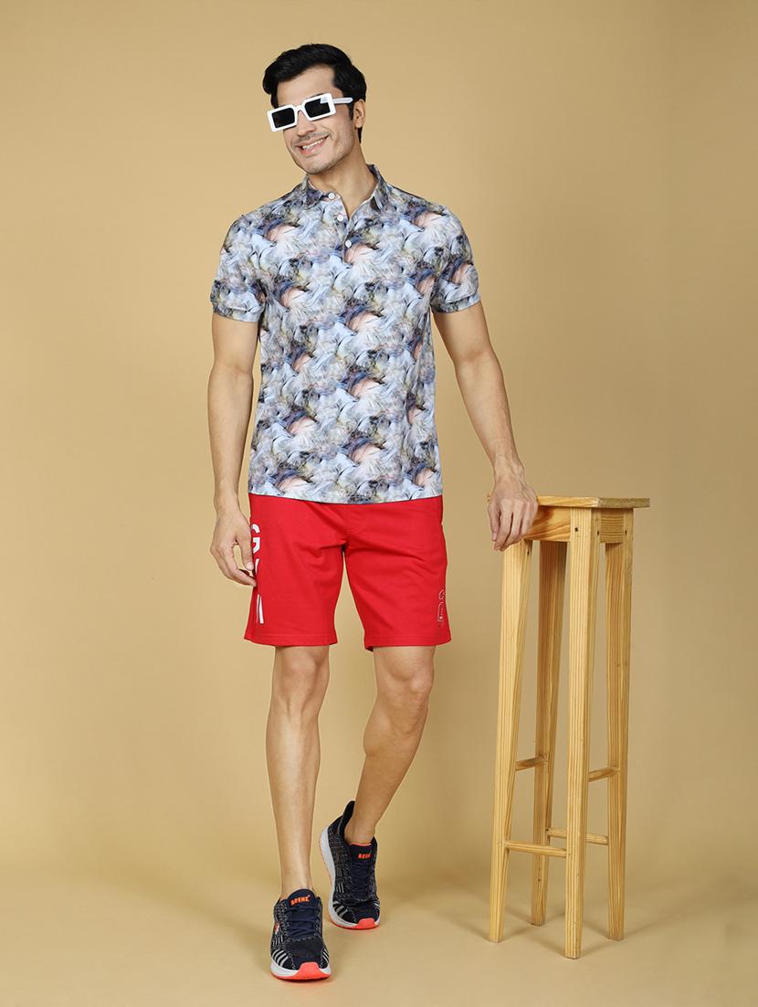 men red typography print cotton short - 20255364 - Standard Image - 4