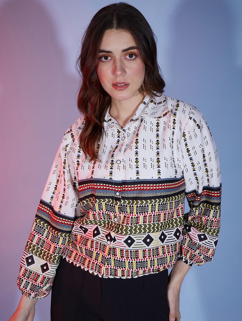 multi colored cotton crop shirt - 20255781 - Zoom Image - 0