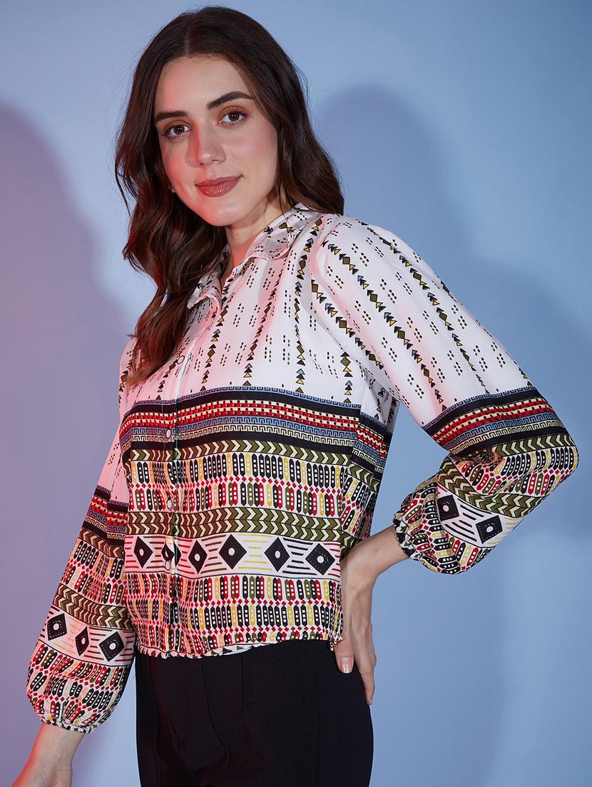 multi colored cotton crop shirt - 20255781 - Standard Image - 1