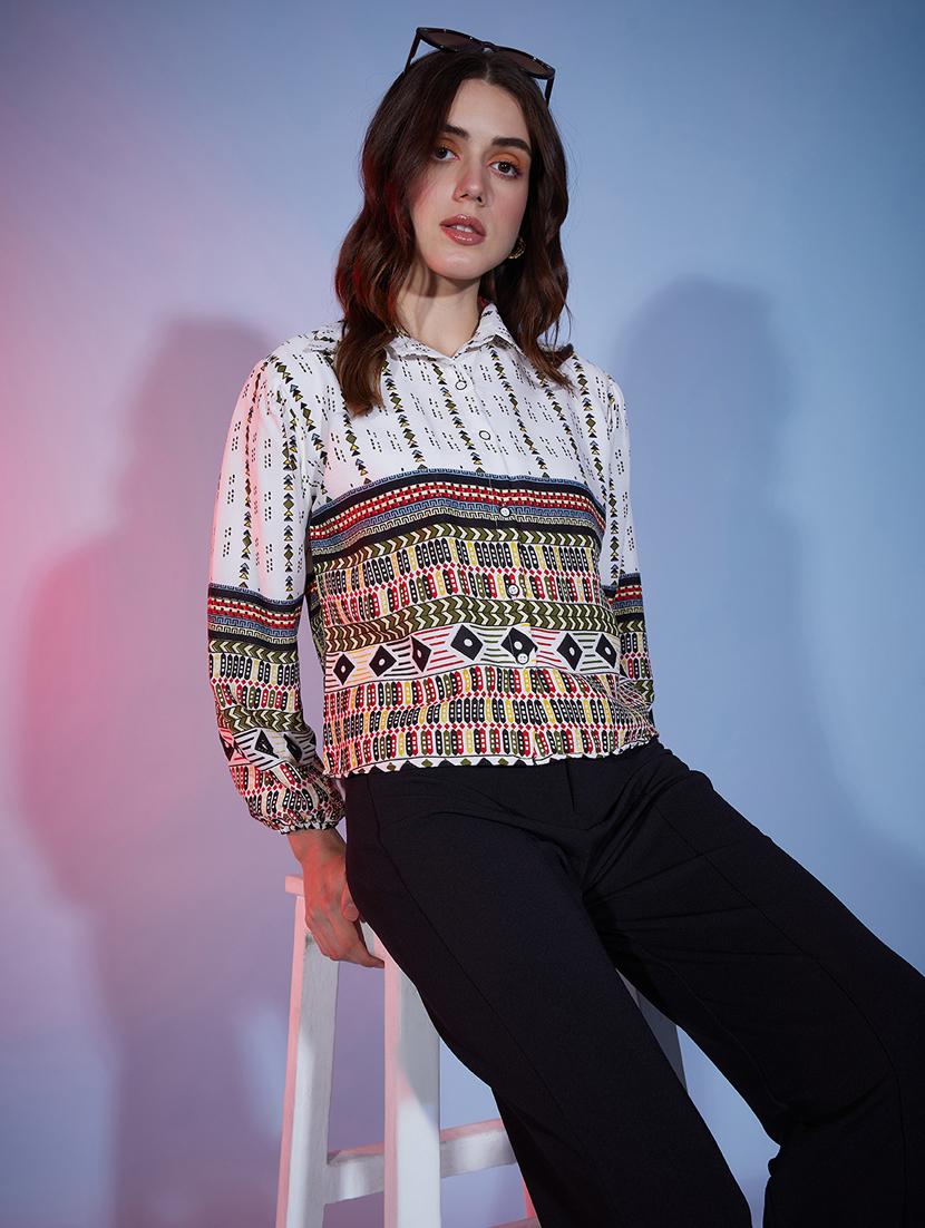 multi colored cotton crop shirt - 20255781 - Standard Image - 4