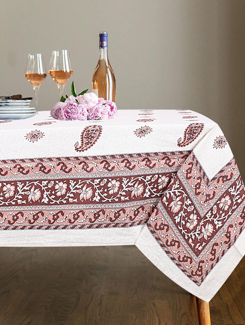 indhome life cotton rectangular pack of 1 , 6 seater dining table cloth, 60 x 90 inch