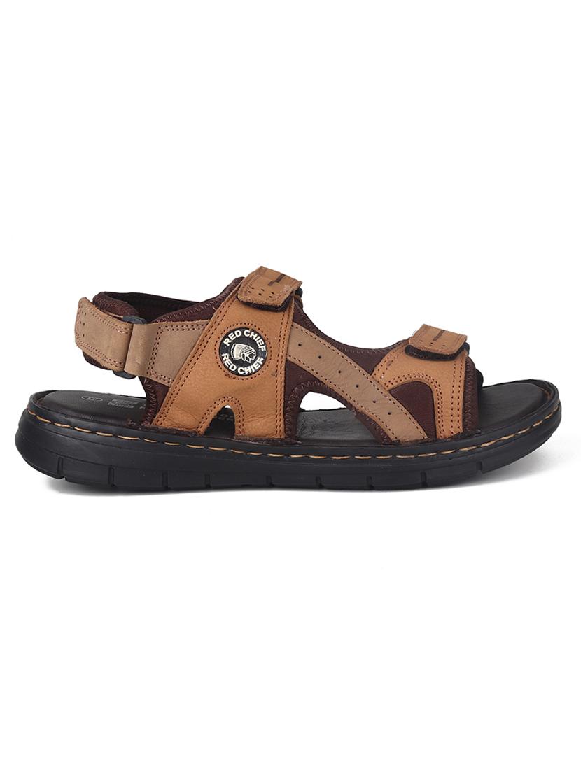 men brown back strap casual sandal - 20256578 -  Standard Image - 1