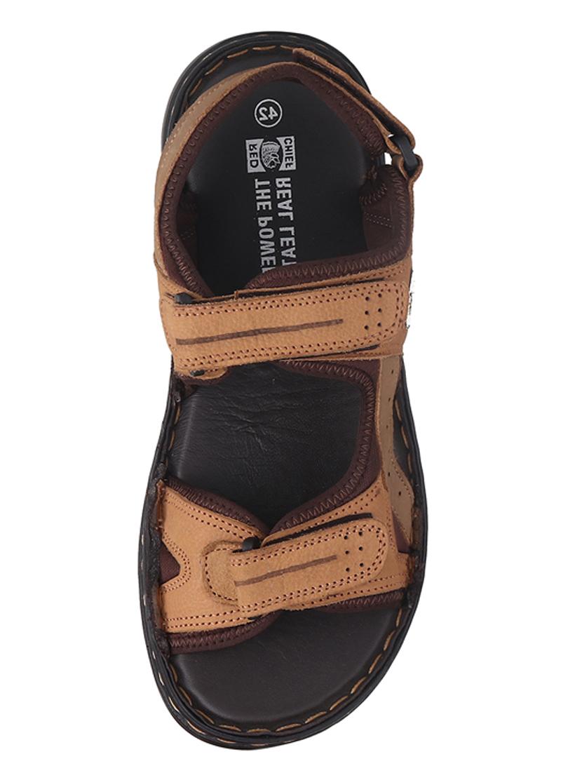 men brown back strap casual sandal - 20256578 - Standard Image - 4