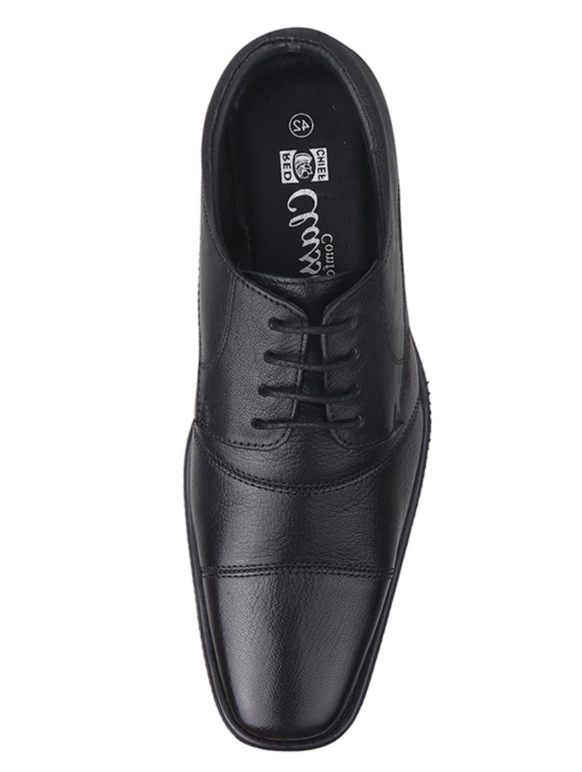 red chief black leather formal derby shoes for men - 20256623 - Standard Image - 4