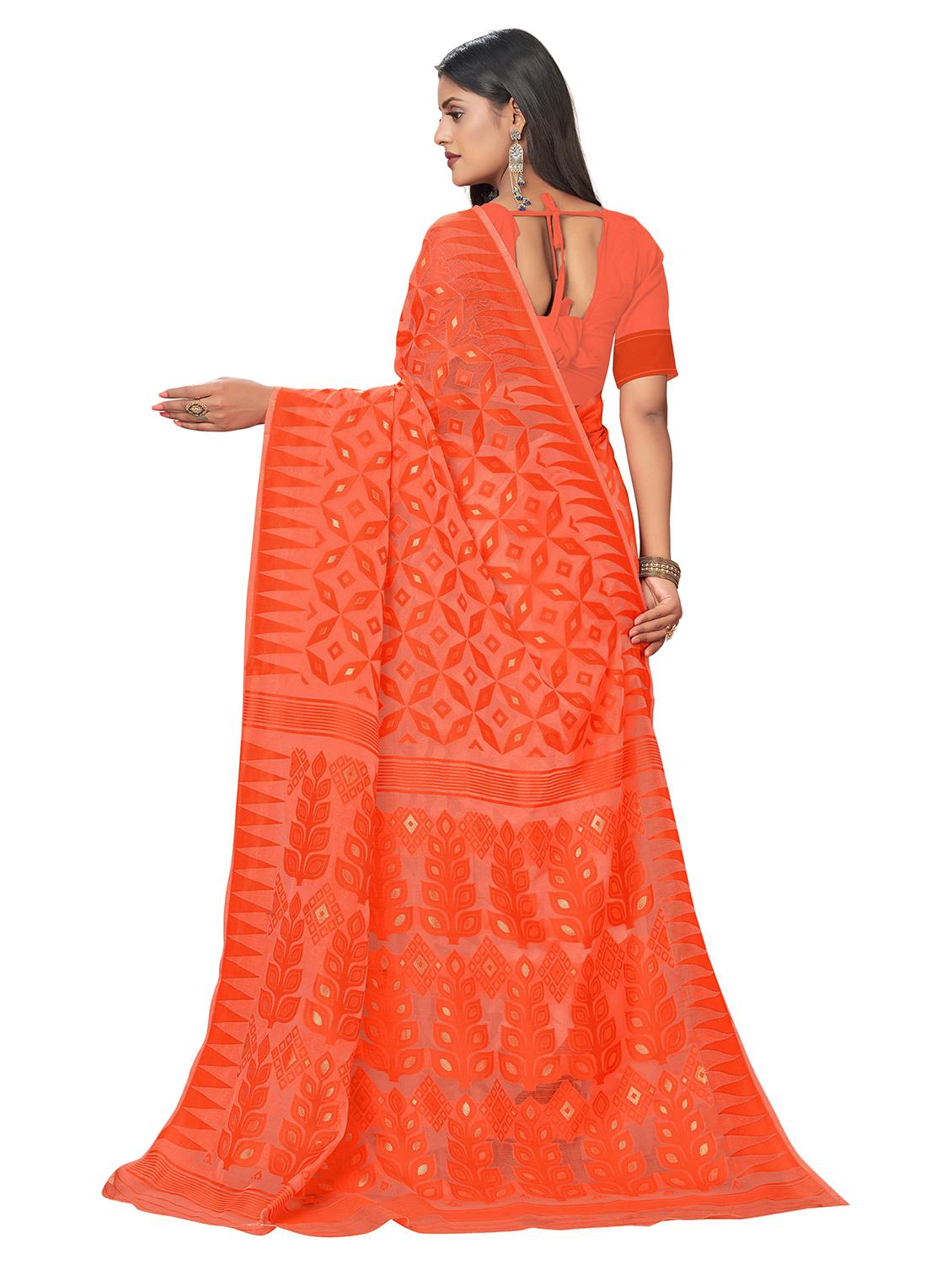 women's self design orange colored saree with blouse - 20258869 - Standard Image - 1