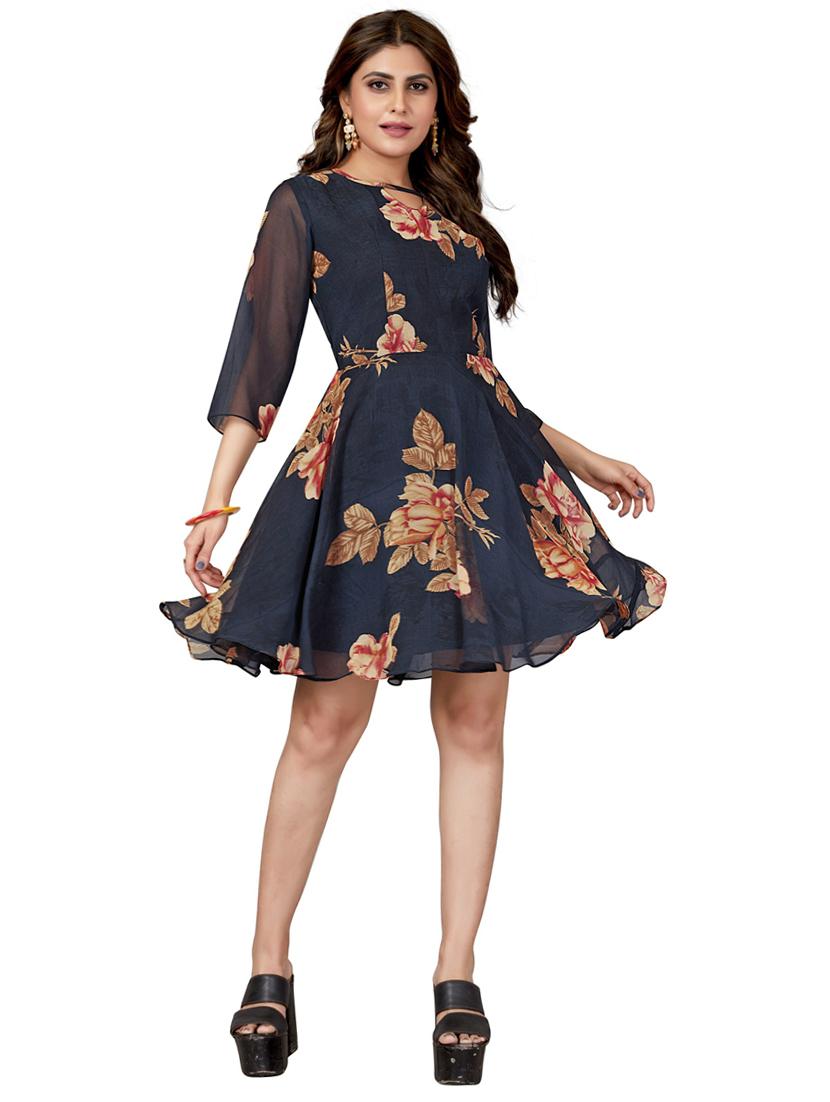 women's fit & flare floral dress - 20259241 - Standard Image - 1