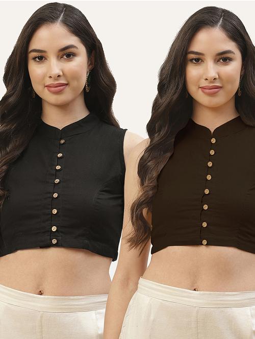 brown solid stitched blouse - 20259250 - Standard Image - 0