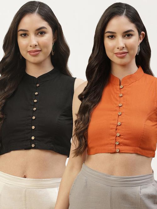 pack of 2 solid front open sleeveless blouse - 20259259 -  Standard Image - 0