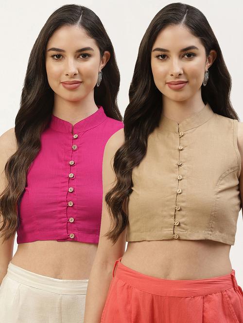 pink solid stitched blouse - 20259271 -  Standard Image - 0