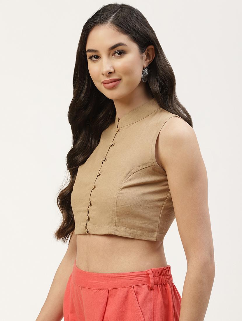 pink solid stitched blouse - 20259271 - Standard Image - 6