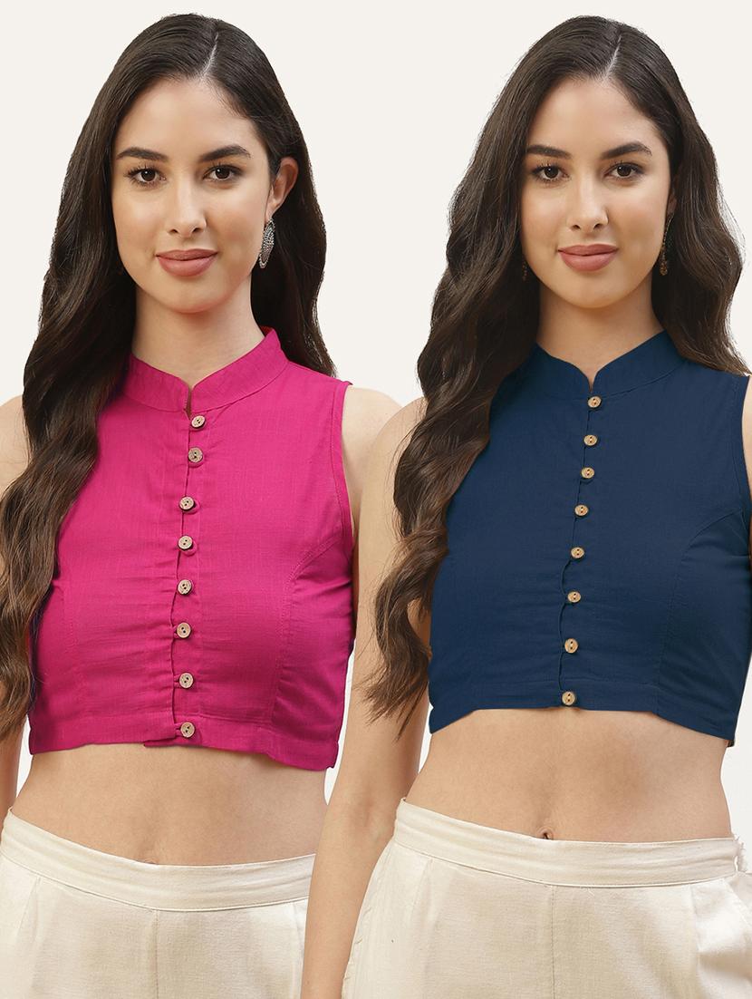 pack of 2 solid front open sleeveless blouse - 20259276 - Zoom Image - 0