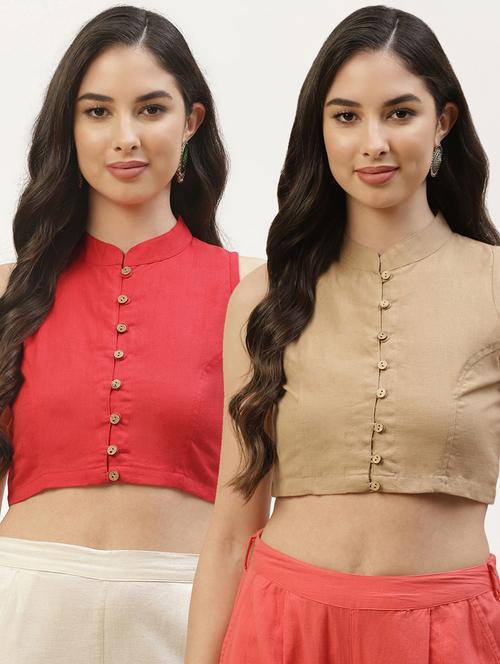 pack of 2 solid front open sleeveless blouse - 20259281 - Standard Image - 0