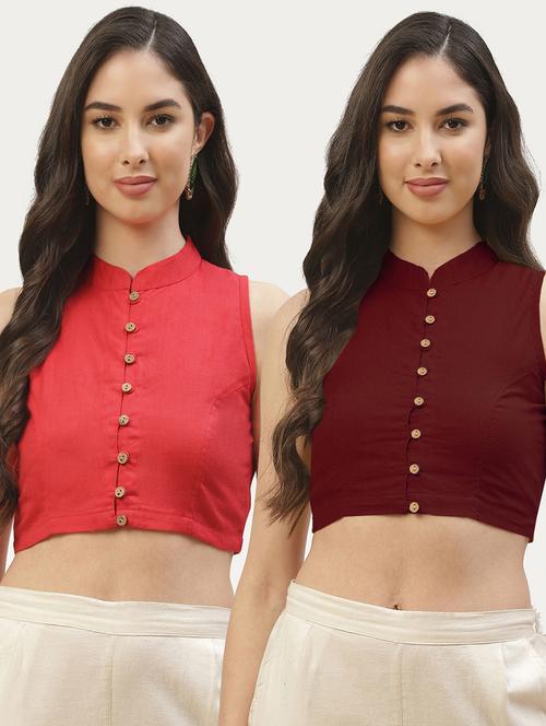 pack of 2 solid front open sleeveless blouse - 20259284 - Standard Image - 0
