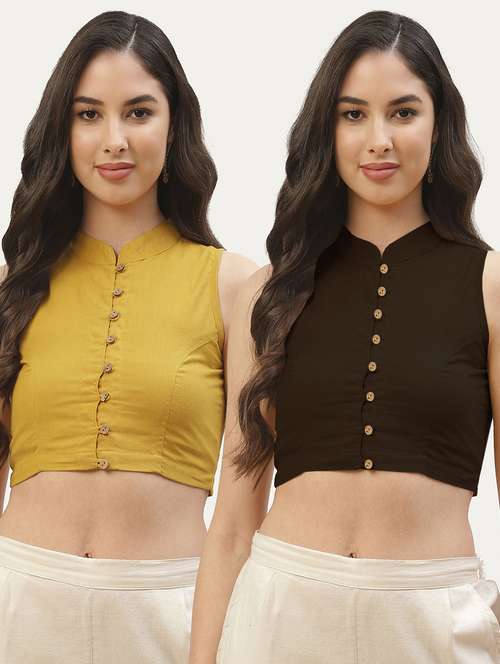 pack of 2 solid front open sleeveless blouse - 20259285 -  Standard Image - 0