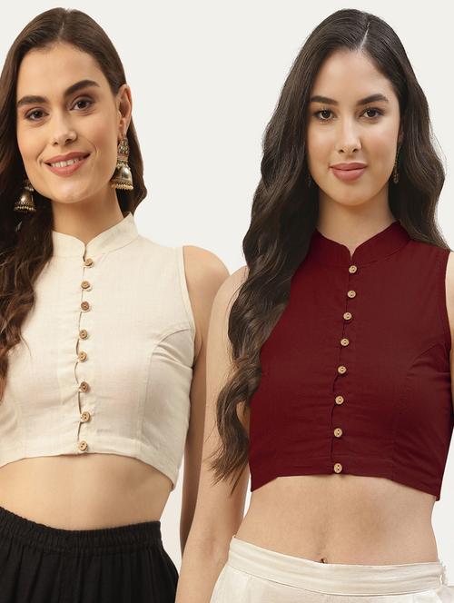 pack of 2 solid front open sleeveless blouse - 20259296 - Standard Image - 0
