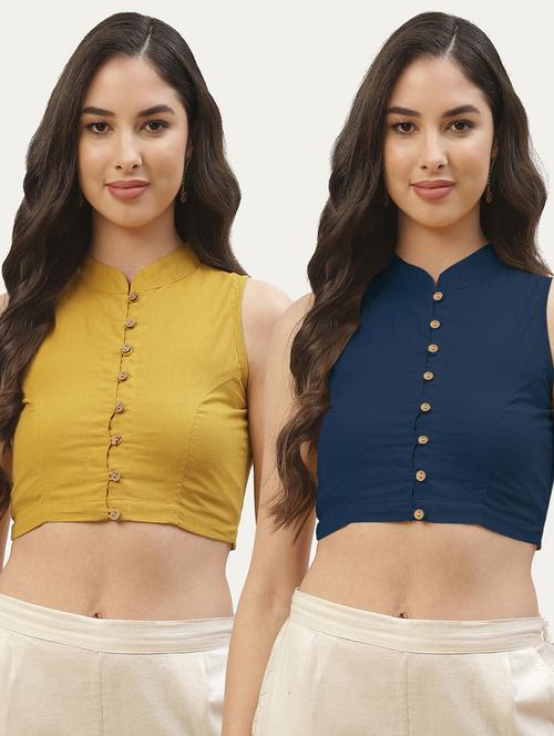 pack of 2 solid front open sleeveless blouse - 20259299 -  Standard Image - 0