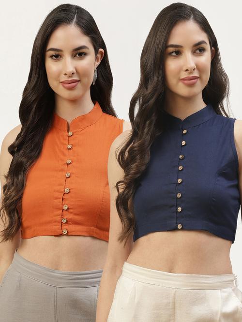pack of 2 solid front open sleeveless blouse - 20259302 -  Standard Image - 0