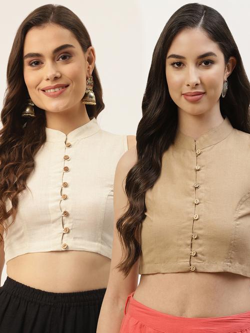 pack of 2 solid front open sleeveless blouse - 20259311 - Standard Image - 0