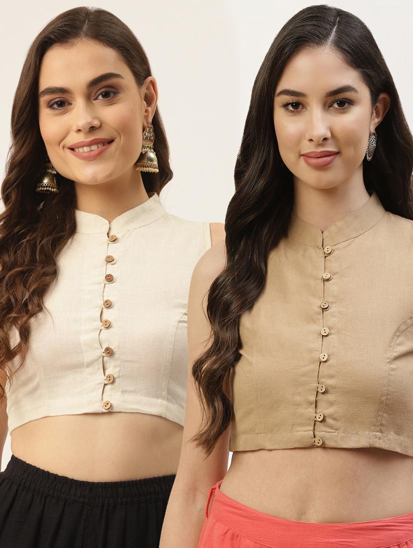 pack of 2 solid front open sleeveless blouse - 20259311 - Zoom Image - 0