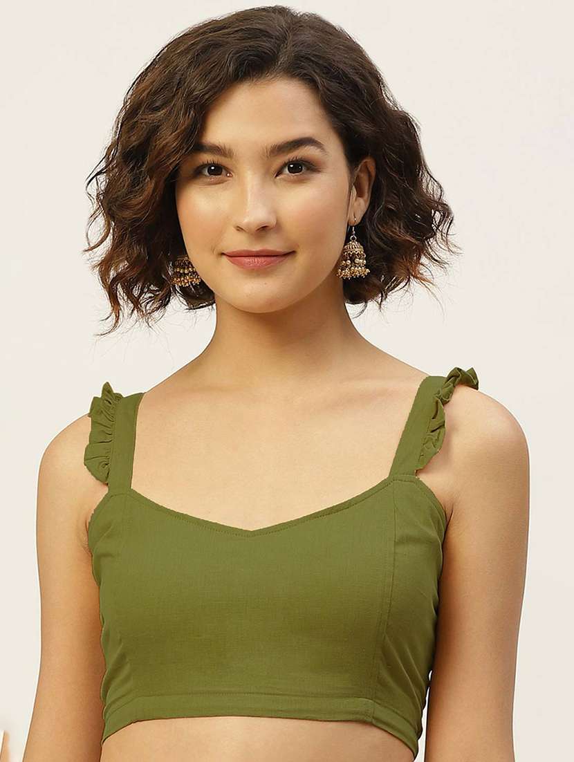 women green sweetheart neck blouse