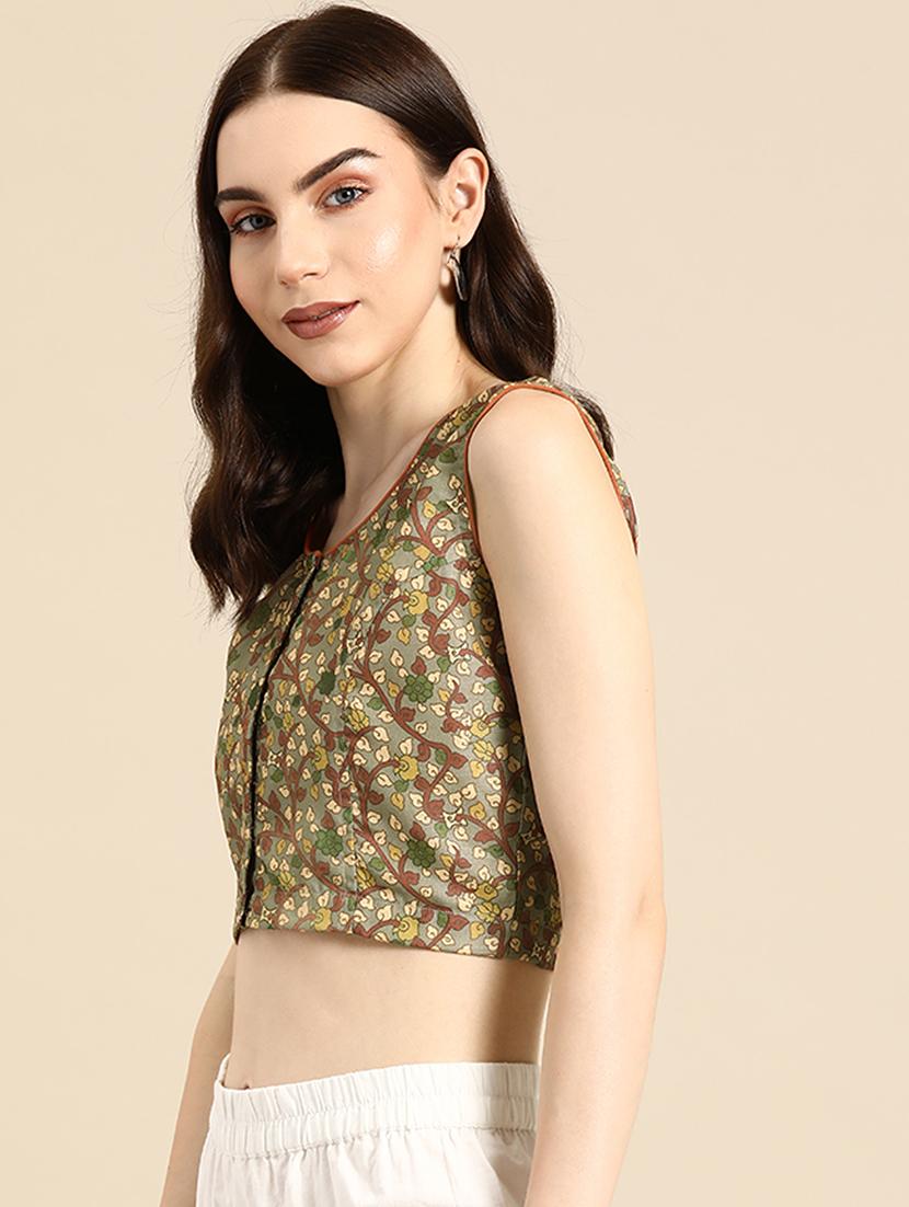 women neo mint round neck blouse - 20259328 - Standard Image - 1