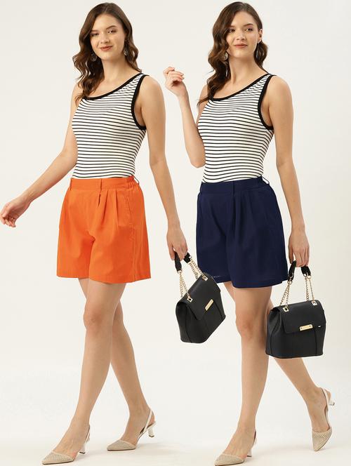 pack of 2 multi colored solid short - 20259359 -  Standard Image - 0