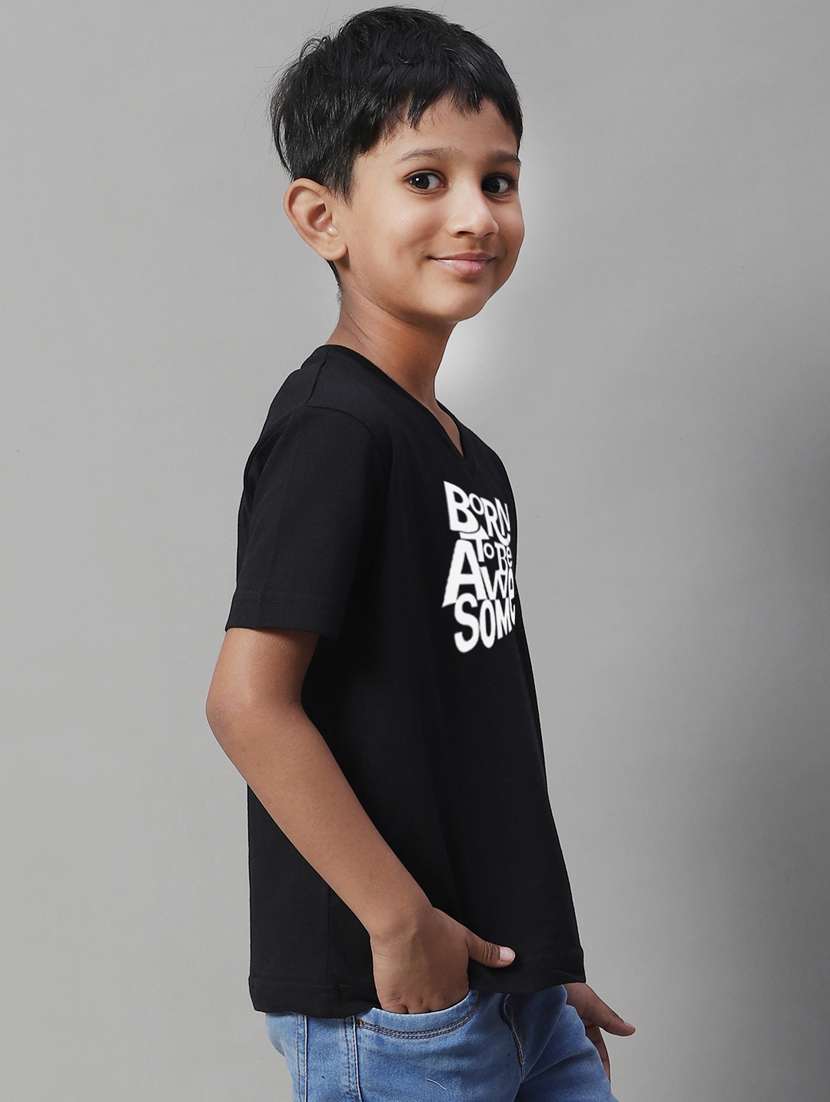 boys v-neck typographic printed t-shirt - 20261473 -  Standard Image - 1