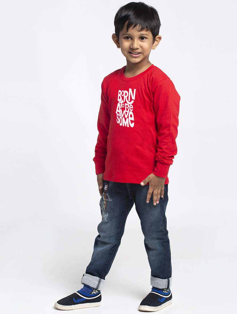 boys round neck typographic print t-shirt - 20261495 -  Standard Image - 1