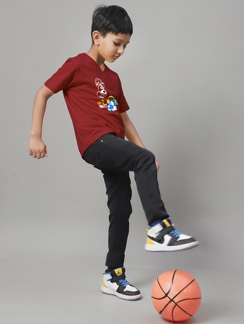 boys v-neck graphic printed t-shirt - 20261550 - Standard Image - 4