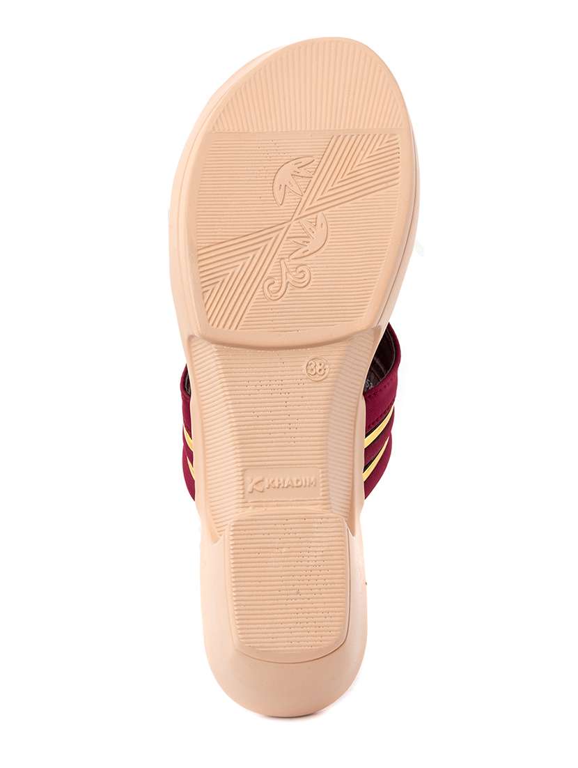 women solid maroon t-strap sandal - 20261726 -  Standard Image - 4