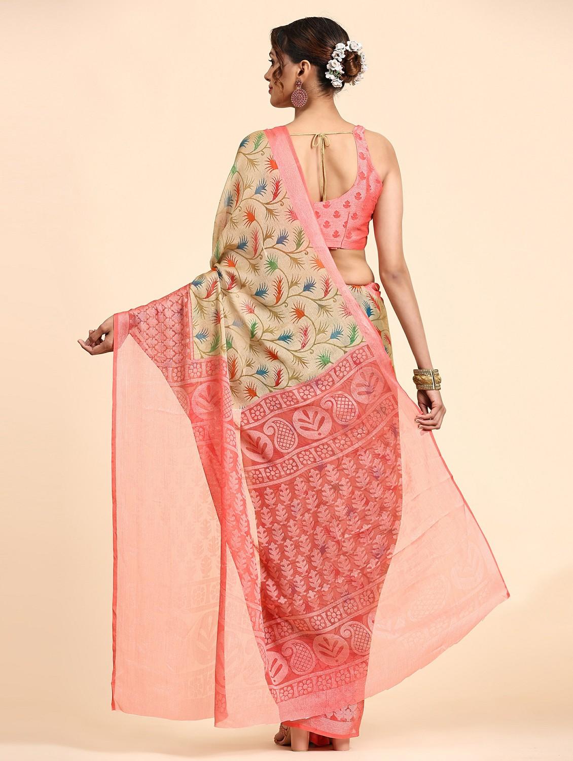women's printed multi colored saree with blouse - 20264306 - Standard Image - 1