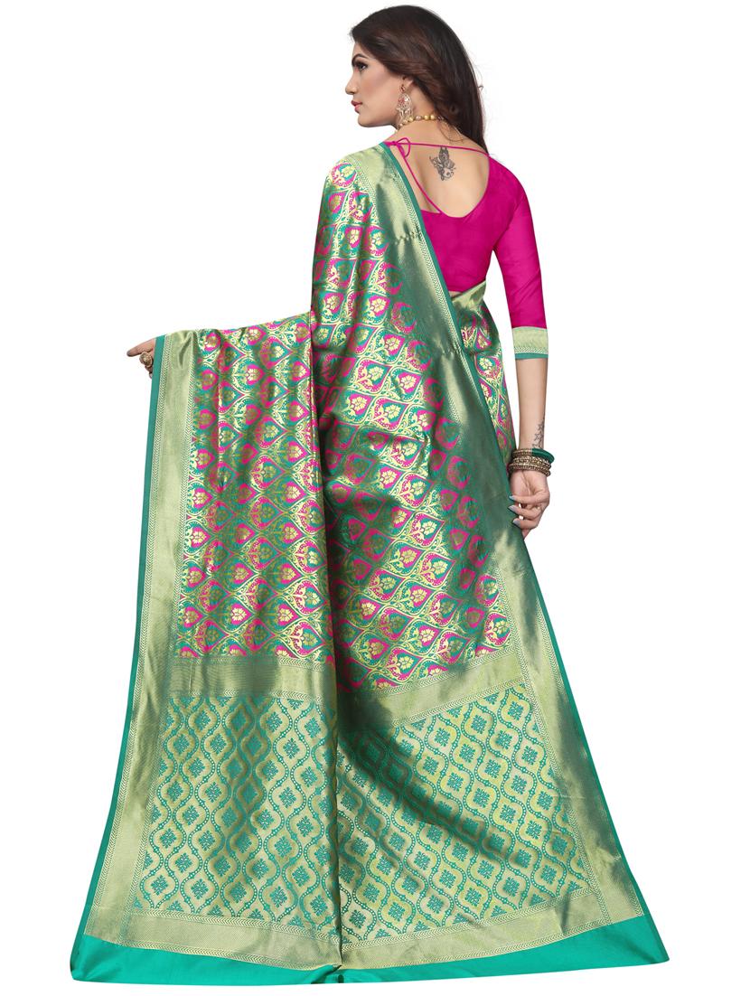 floral woven saree with blouse - 20264721 -  Standard Image - 1