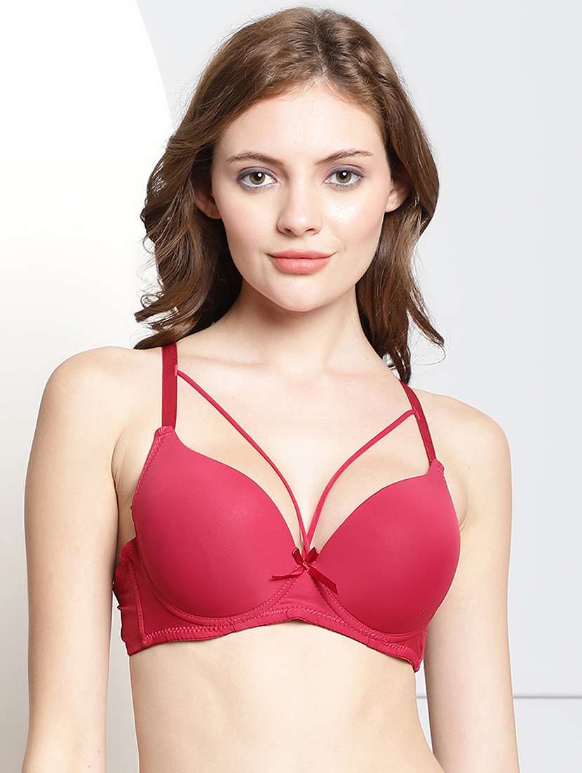 red polyester push up bra
