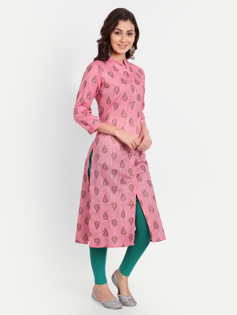 pink colored straight kurta - 20265422 - Standard Image - 1