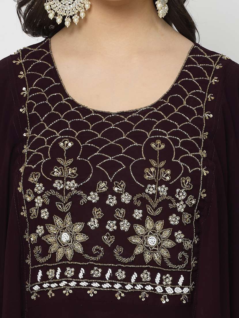 women brown round neck ethnic dress - 20265788 -  Standard Image - 4