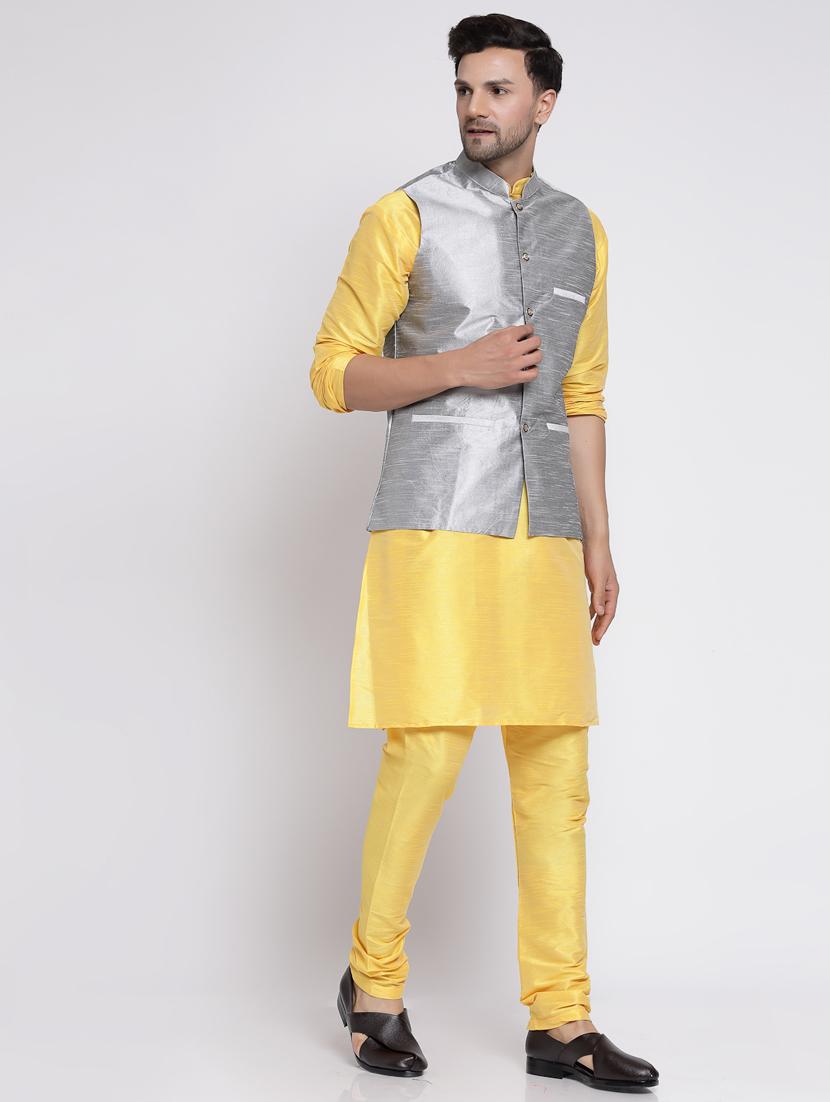 men solid kurta pyjama ethnic jacket set - 20265791 - Standard Image - 1