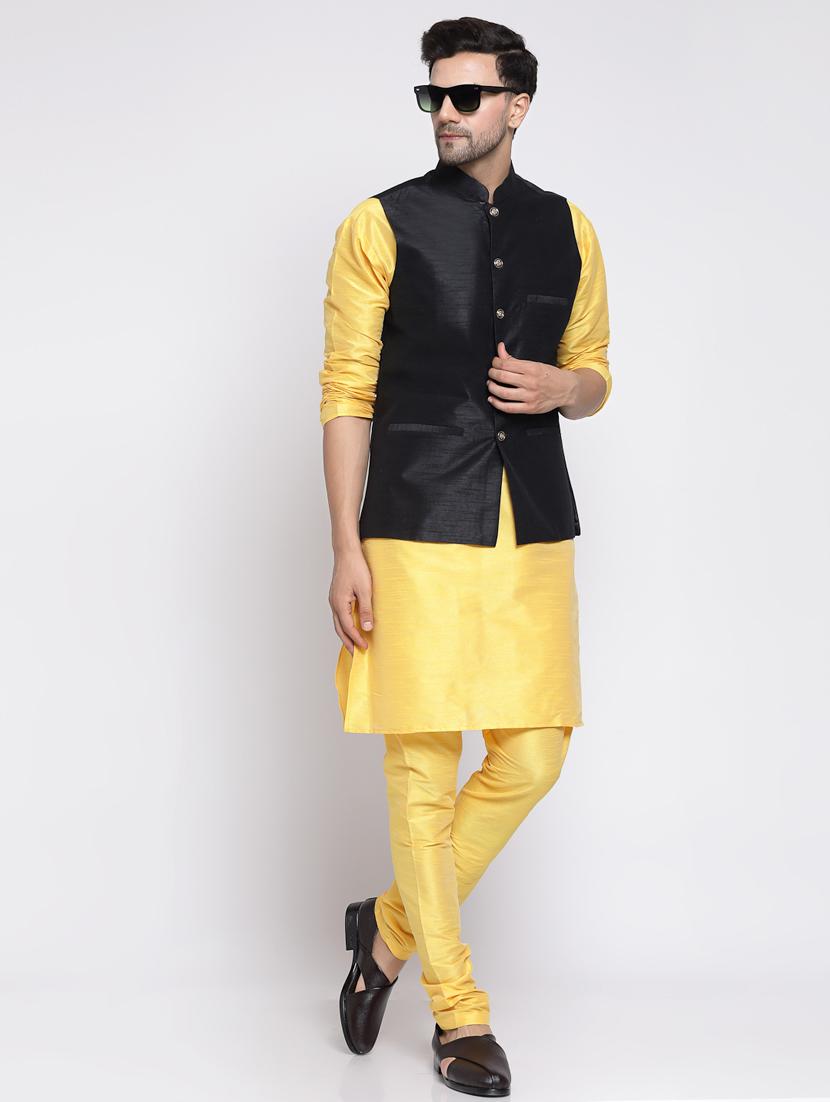 men solid kurta pyjama ethnic jacket set - 20265796 - Standard Image - 1