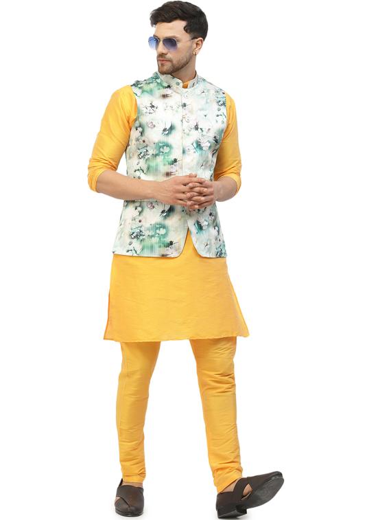 men floral kurta pyjama ethnic jacket set - 20265802 -  Standard Image - 1
