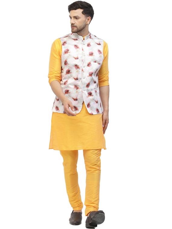 men floral kurta pyjama ethnic jacket set - 20265805 - Standard Image - 1