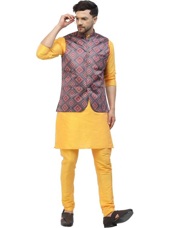 men geometric printed kurta pyjama ethnic wear set - 20265806 -  Standard Image - 1
