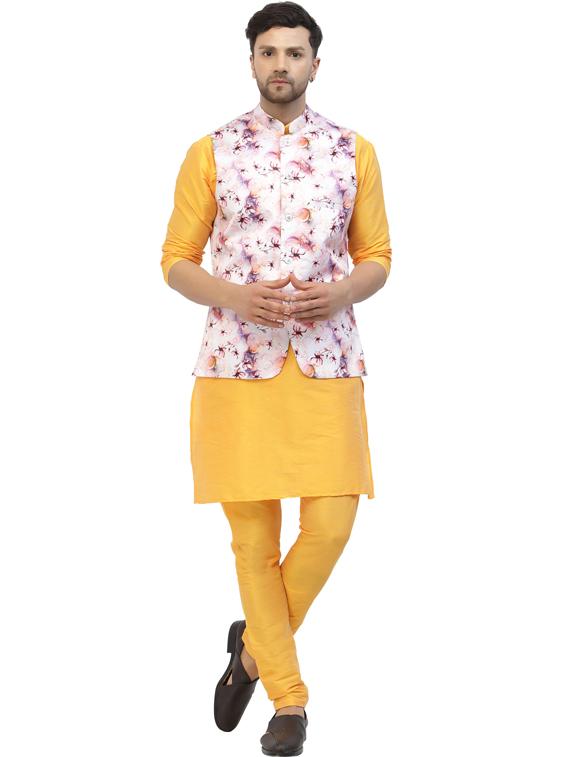 men floral kurta pyjama ethnic jacket set - 20265808 - Standard Image - 1
