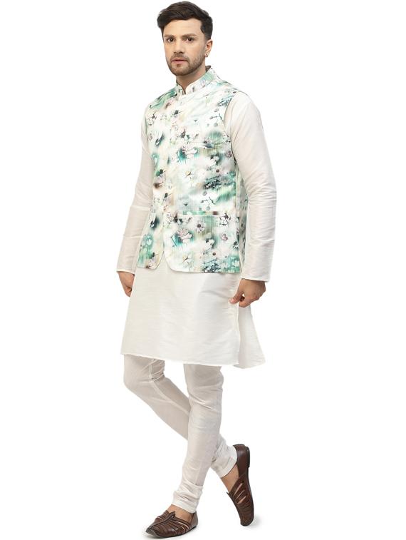 men floral kurta pyjama ethnic jacket set - 20265813 - Standard Image - 1