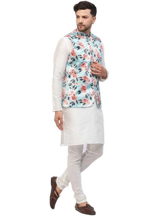 men floral kurta pyjama ethnic jacket set - 20265814 - Standard Image - 1
