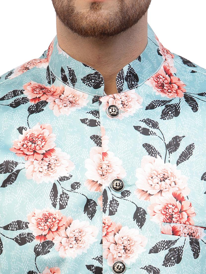 men floral kurta pyjama ethnic jacket set - 20265814 - Standard Image - 4