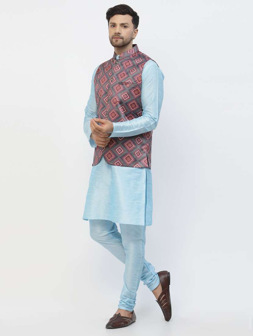 men geometric printed kurta pyjama ethnic wear set - 20265839 -  Standard Image - 1