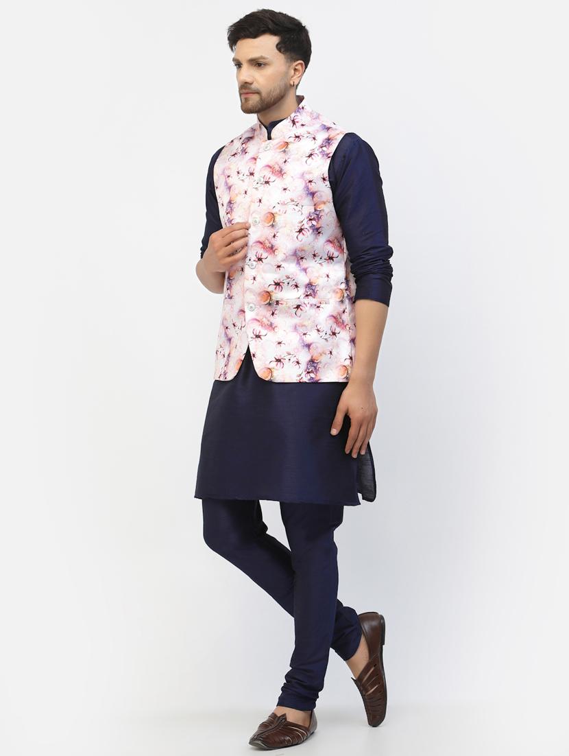 men floral kurta pyjama ethnic jacket set - 20265873 - Standard Image - 1