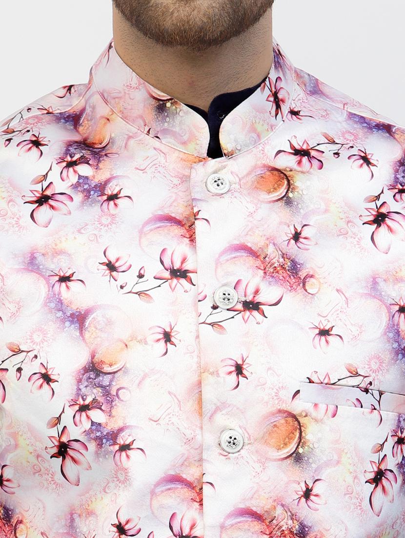 men floral kurta pyjama ethnic jacket set - 20265873 - Standard Image - 4