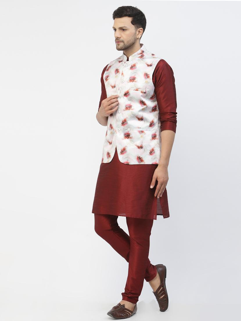 men floral kurta pyjama ethnic jacket set - 20265881 -  Standard Image - 1
